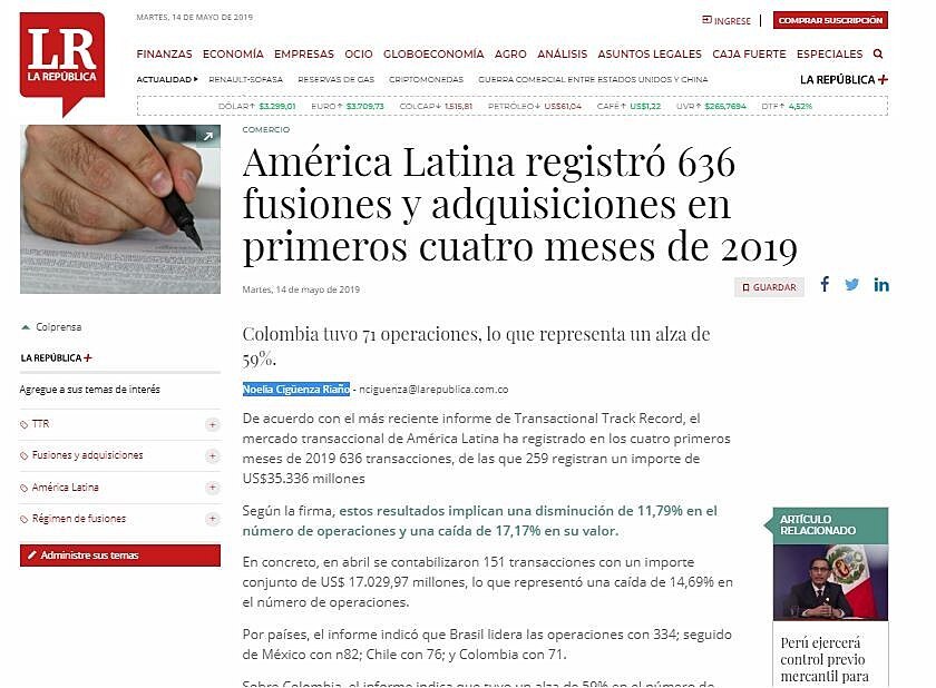 En abril se hicieron 13 fusiones y adquisiciones de empresas en Per